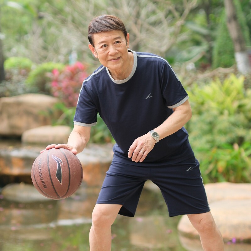 夏季爸爸夏装t恤短袖中老年运动套装男爷爷老年人衣服父亲50岁60