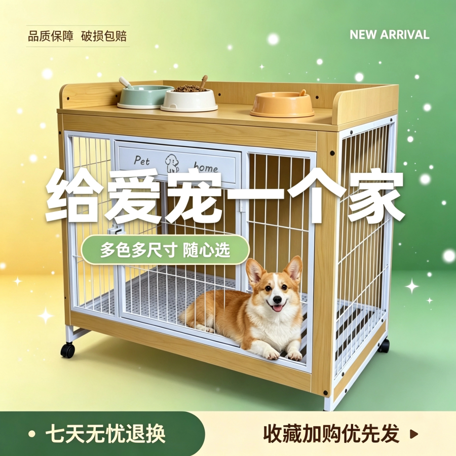 室内宠物笼可移动狗别墅 加粗钢管 漏粪栅托盘多色大小号可选