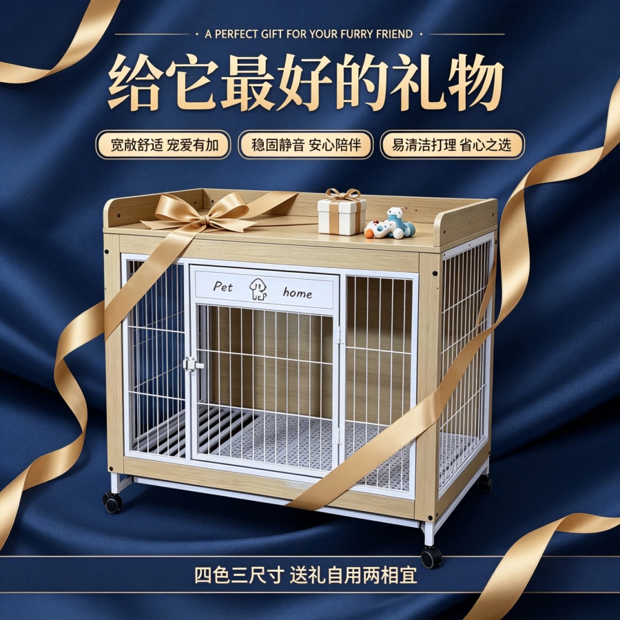 宠物笼狗笼子室内水洗宠物狗狗笼子易清洁稳固宠物专用移动带轮