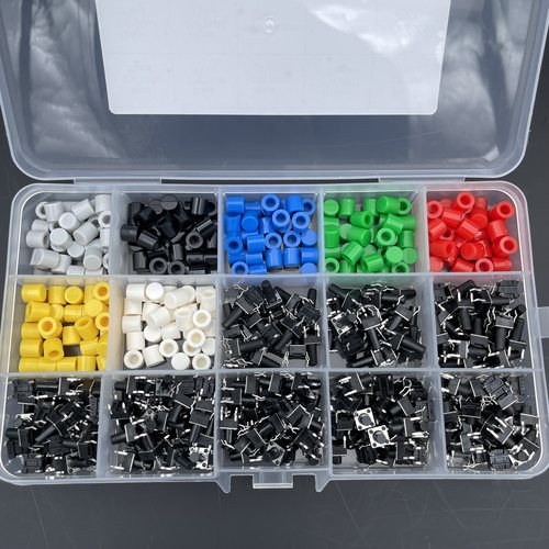 420PCS按键开关带帽子按钮轻触开关套件盒装6*6*6.5/7/8/9/11mm