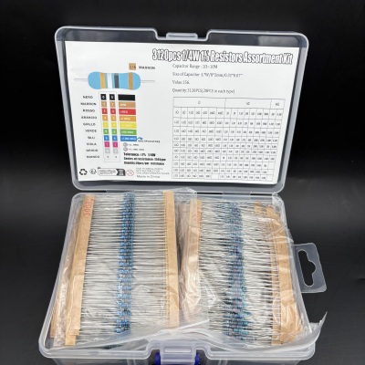 156种规格3120PCS 1/4W金属膜电阻套装盒每种20个1欧-10M 1%0.25W