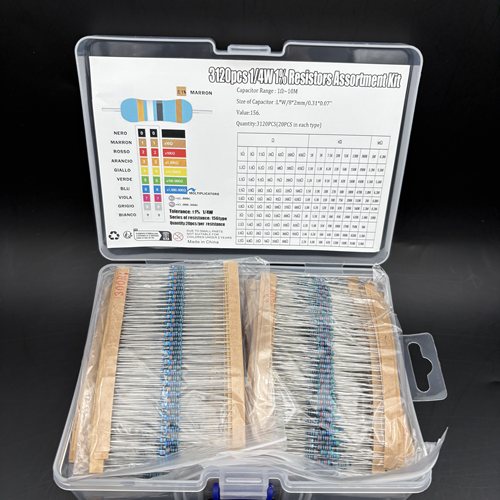 156种规格3120PCS 1/4W金属膜电阻套装盒每种20个1欧-10M 1%0.25W