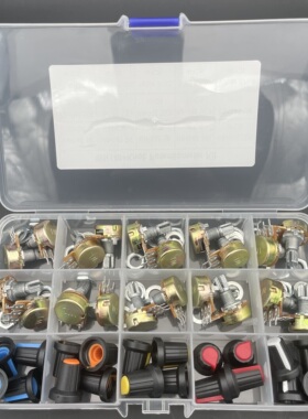 20PCS B5K10K20K/50K/100K电位器开关WH148带旋钮帽盒装单联15MM