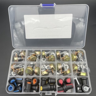 100K电位器开关WH148带旋钮帽盒装 50K 单联15MM B5K10K20K 20PCS