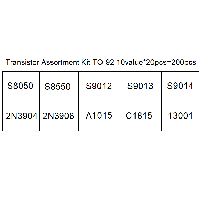 10种200个TO-92晶体管盒装(S8050~13001)常用小功率三极管套件