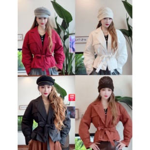 濛濛家2025不退换冬新款白鸭绒短款风衣系带羽绒服