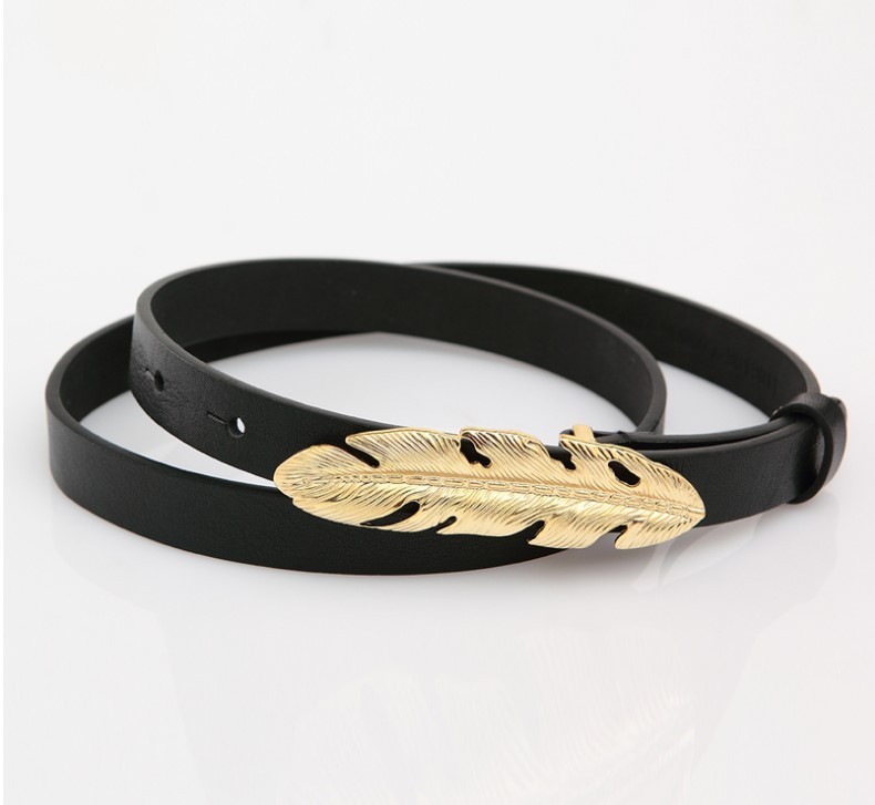 正品新款树叶子真皮时尚腰带