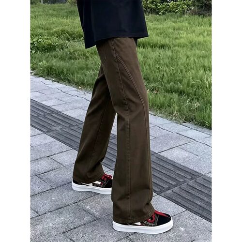 CEGFFH美式复古水洗做旧工装裤男款纯色百搭宽松直筒阔腿休闲裤男