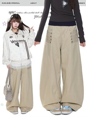 AIRHOOD老钱风设计感西装休闲裤女宽松bf风高级垂感阔腿裤踩脚裤