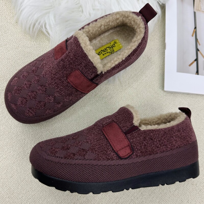 圆头秋冬季加绒女棉鞋外穿一脚蹬毛毛鞋百搭保暖中老年妈妈棉鞋,女鞋,棉鞋,淘宝优惠券,粉丝福利购,淘宝优惠卷