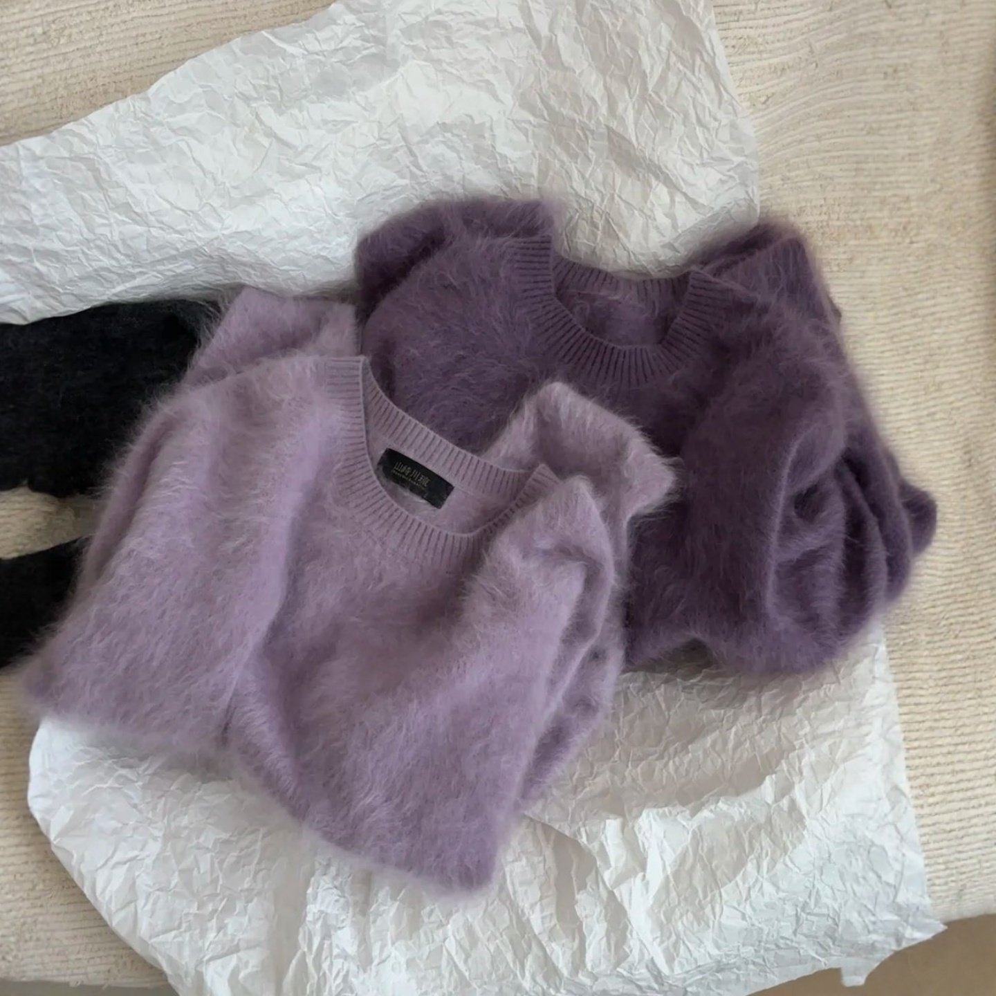 法式温柔紫色套头针织海马毛毛衣女冬季内搭可外穿慵懒高级感上衣,女装/女士精品,毛衣,淘宝优惠券,粉丝福利购,淘宝优惠卷