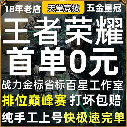 王者荣耀代练排位玩带打陪上分星刷英雄战力巅峰赛省标金标小国标