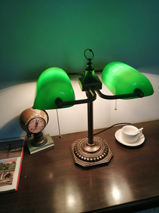 美式仿复古护眼绿玻璃灯罩老上海书房图书馆蒋介石银行台灯