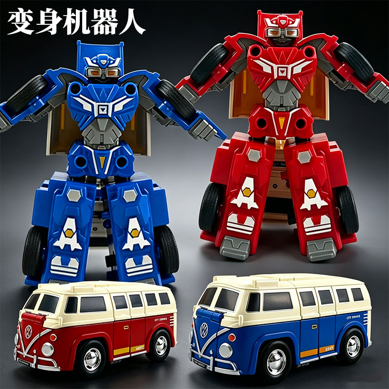 儿童变形机器人巴士汽车玩具变身