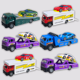 儿童合金车玩具套装迷你工程车集装箱运输车模型平板拖车3小汽车6