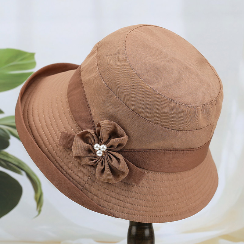 帽子妈妈中年五十多岁洋气女士渔夫帽中老年透气盆帽春夏四季新款