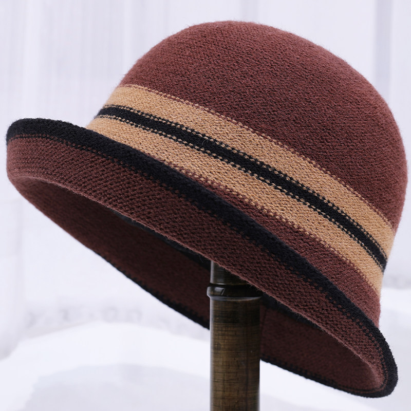 秋冬天中老年人帽子女士渔夫帽妈妈加厚保暖时尚礼帽奶奶针织盆帽