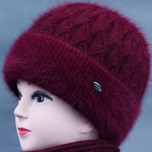 冬天中老年人帽子女妈妈兔毛针织保暖帽老太太毛线帽奶奶加绒棉帽