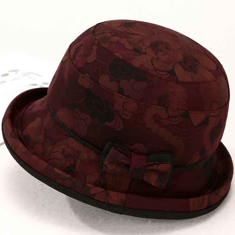 春秋天中老年人帽子女士妈妈渔夫帽薄款透气礼帽老人奶奶花布盆帽