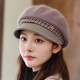 秋冬季 帽子女中老年人妈妈加绒厚保暖鸭舌帽护耳针织毛线帽贝雷帽