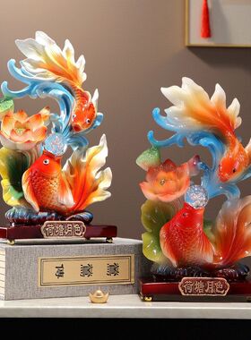 招财工艺品装饰树脂桌面新中式