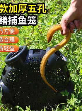 塑料鳝鱼泥鳅笼镂空鱼虾笼黑色黄鳝圆形笼子渔具捕鳝笼