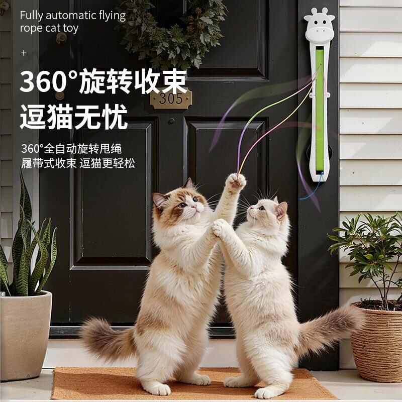 宠物猫咪玩具全自动逗猫甩绳机挂门绳逗猫玩具自嗨解闷滚绳神器