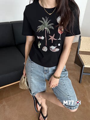 夏上新!【M77 Y3】时尚个性印花短袖T恤  CLL-8290#  CZX