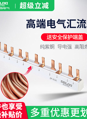 德力西汇流排1P2P带端盖保护1P+N空开漏保断路器连接铜片接线排
