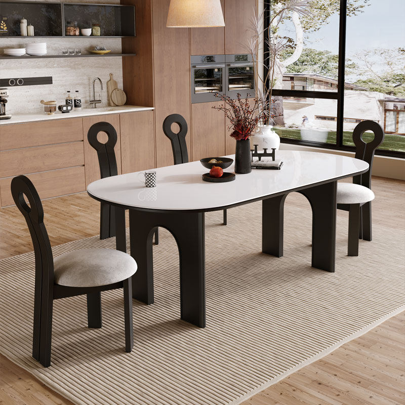 全实木岩板餐桌餐桌椅组合品若班