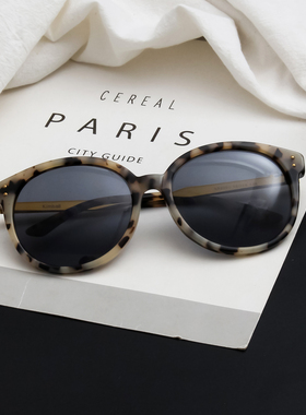 艾米宋 复古玳瑁色圆形太阳镜女简约大框显脸小防紫外线墨镜偏光