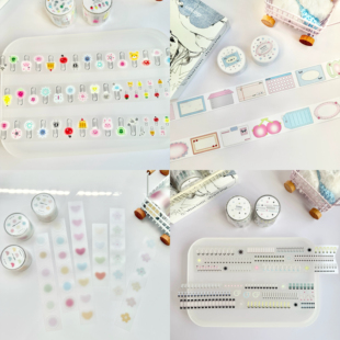手帐装 点缀圆形爱心线圈字母数字回形针 饰 小鱼贴纸卷分装 数羊