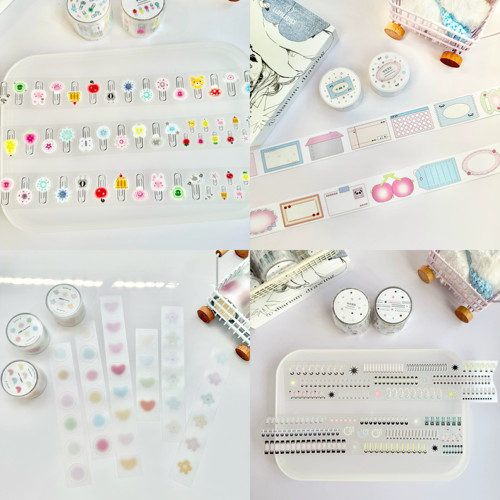 数羊的小鱼贴纸卷分装/点缀圆形爱心线圈字母数字回形针 手帐装饰