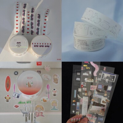 野椰水分装过期晚餐怪诞复古手绘贴纸旧世纪梦核随想字素手帐装饰