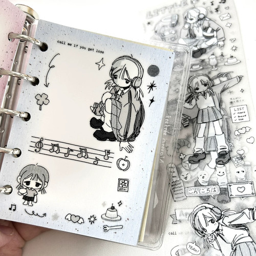 「星之集」贴纸卷分装古早日系女孩昭和风咕卡手账素材盐系人物