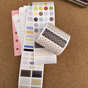 小猫吹泡泡 韩系常用波点元 素切膜彩色pet胶带手帐装 饰素材 分装