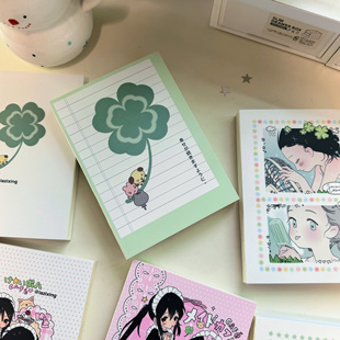 辣子星原创A6日系古早昭和风手帐本四叶草可平摊笔记本便携本