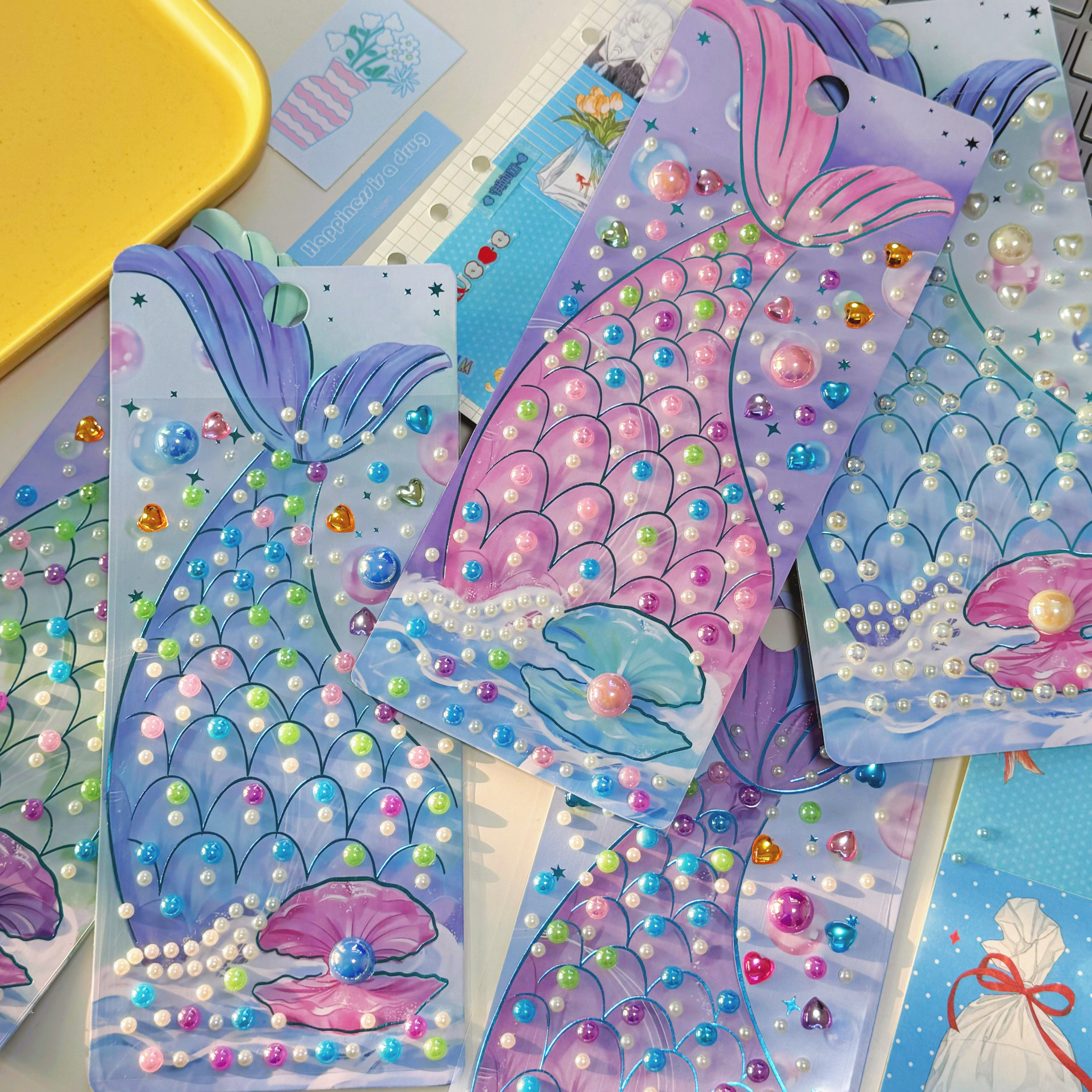 美人鱼钻石贴纸水晶贴画女孩珍珠宝石亚克力装饰贴纸水钻水钻贴纸