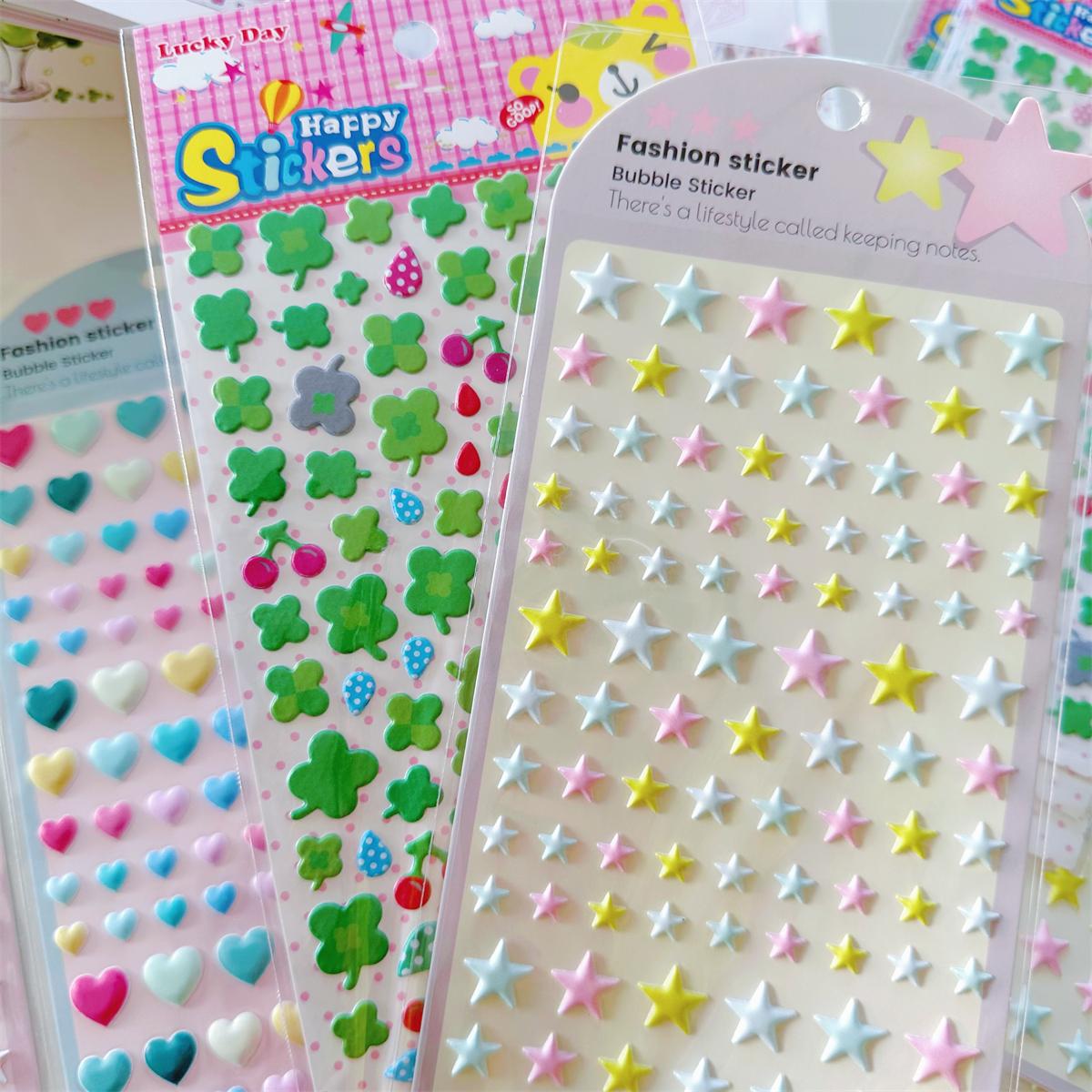 古早拼贴四叶草星星泡泡棉贴纸
