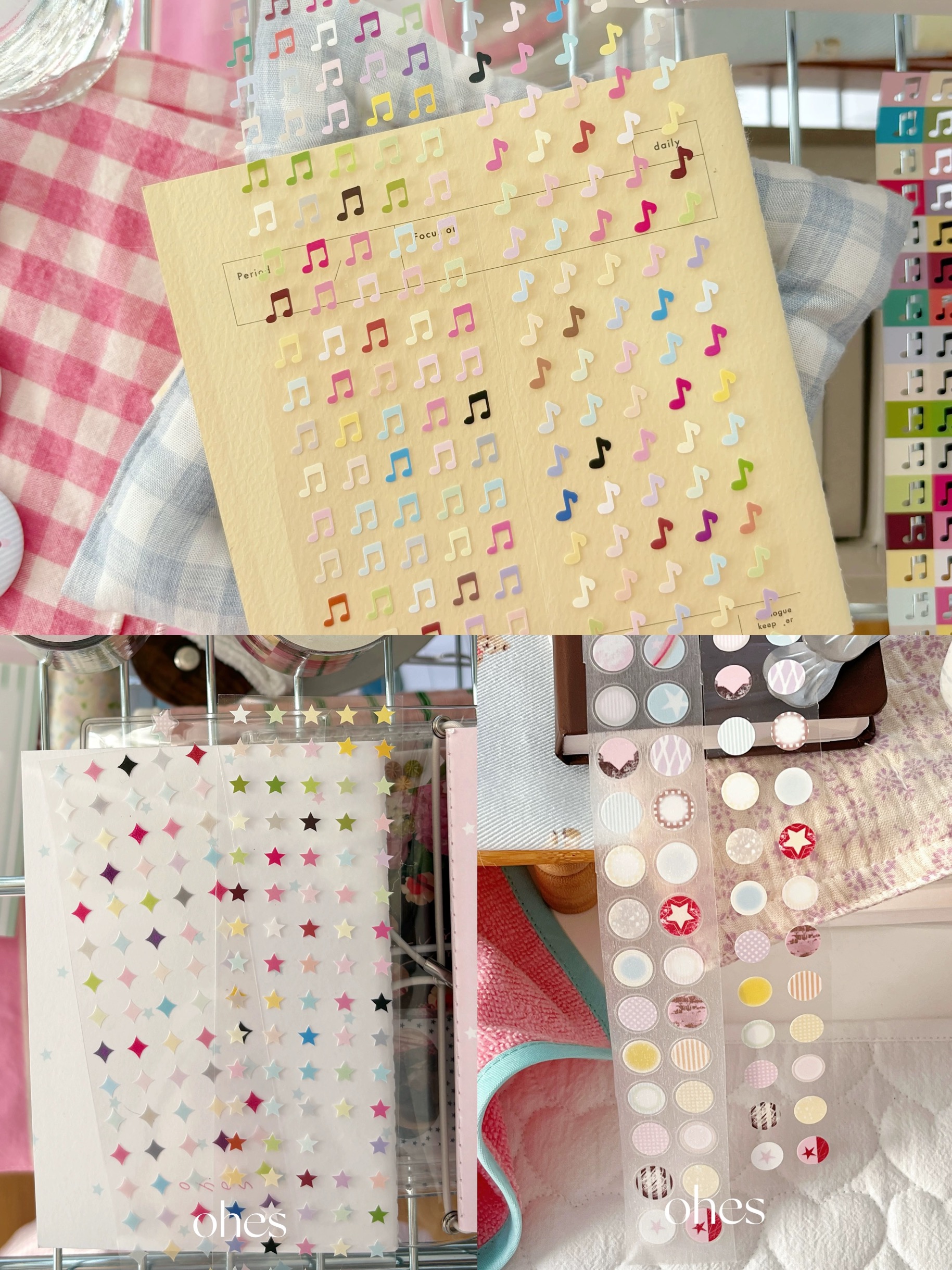 Ohes 分装|曲目集暖星集圆圈基础贴纸卷韩系ins音符星星手帐装饰