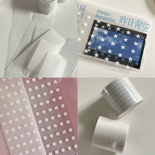 fancyfancyfancy贴纸卷分装 小圆点素白诗篇 硫酸纸手帐打底胶带
