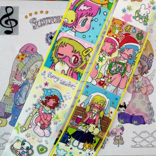 鸟鸟一分装•贴纸卷冬日氛围标签贴人物y2k咕卡手账贴纸装饰