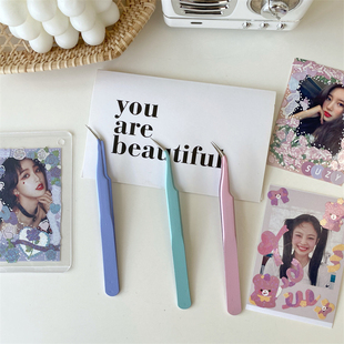 ins咕卡工具镊子diy手账装 饰小卡咕卡神器贴纸弯头追星