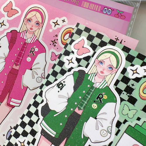 原创甜亚风人物女孩贴纸