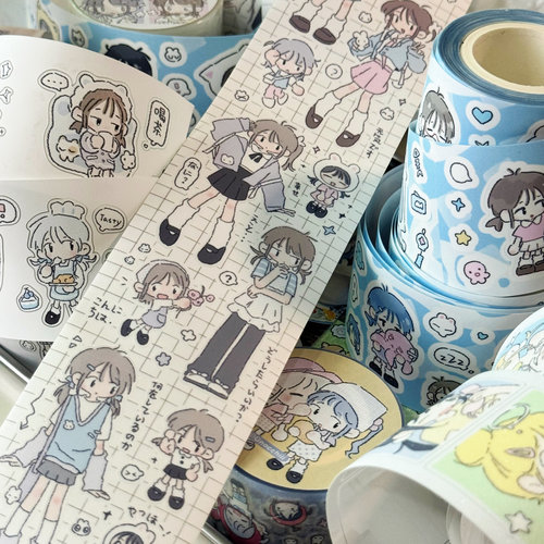 Kirakira原创贴纸卷合集分装 居家日常女孩切膜手帐素材手机装饰