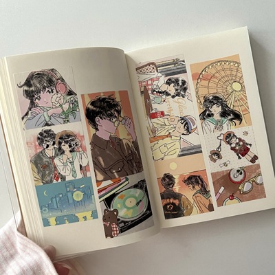 卜卜泡饭原创空空鼠合作胶带卷分装贴纸和纸日系甜美风手绘风女孩