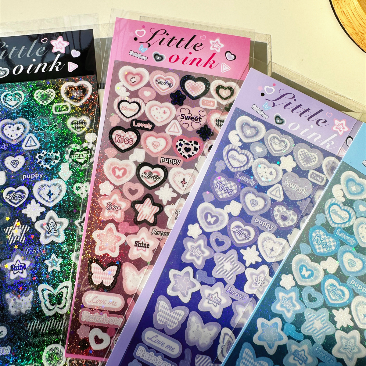 原创甜酷风爱心蝴蝶咕卡贴纸