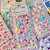 儿童钻石贴纸女孩爱心珍珠蝴蝶结贝壳演出脸部贴立体爱心水晶贴