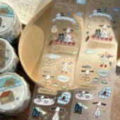 胶带手帐装 道格原创分装 夏日系列斑点狗贴纸卡通画报童趣小狗 饰