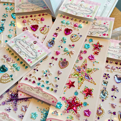 儿童钻石宝石贴纸女孩演出脸部贴水晶卡通珍珠贴画女孩奖励装饰